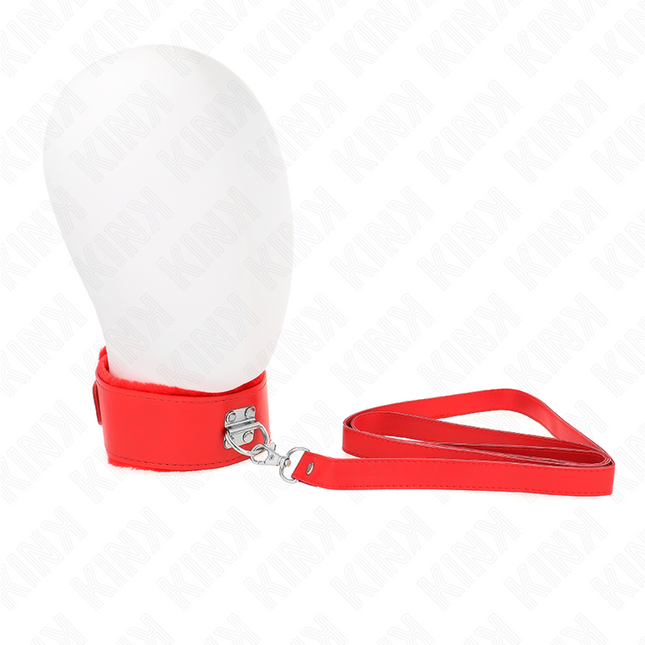 KINK - COLLIER AVEC LAISSE 116 CM AVEC CLOUS ARGENTÉS MODÈLE 4 ROUGE AJUSTABLE 40-48 CM X 6 CM by KINK COLLAR & GAG