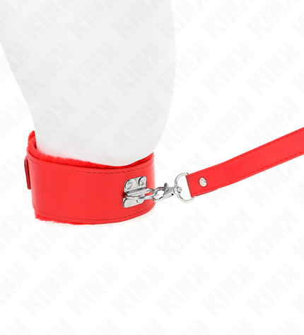 KINK - COLLIER AVEC LAISSE 116 CM AVEC CLOUS ARGENTÉS MODÈLE 4 ROUGE AJUSTABLE 40-48 CM X 6 CM by KINK COLLAR & GAG