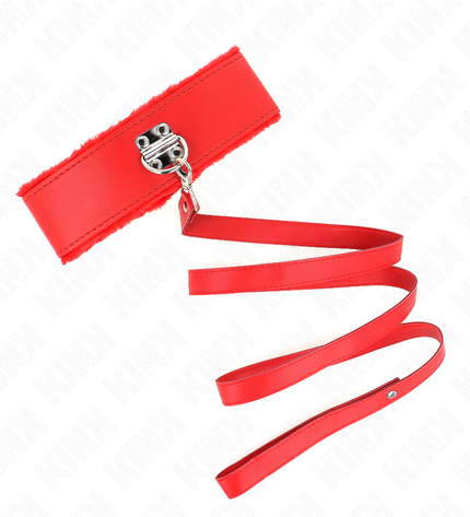 KINK - COLLIER AVEC LAISSE 116 CM AVEC CLOUS ARGENTÉS MODÈLE 4 ROUGE AJUSTABLE 40-48 CM X 6 CM by KINK COLLAR & GAG