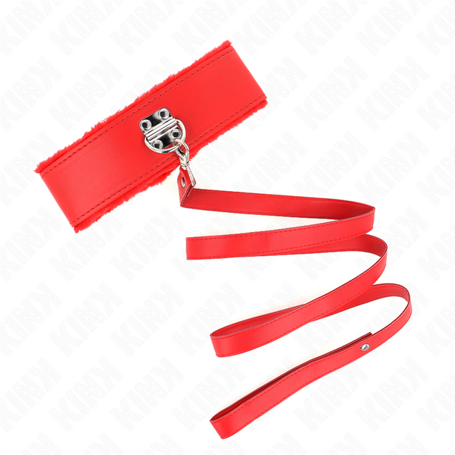 KINK - COLLIER AVEC LAISSE 116 CM AVEC CLOUS ARGENTÉS MODÈLE 4 ROUGE AJUSTABLE 40-48 CM X 6 CM by KINK COLLAR & GAG