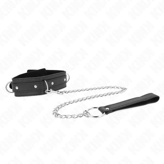 KINK - COLLIER AVEC LAISSE 65 CM 3 ANNEAUX MODÈLE 1 RÉGLABLE 38-49 CM X 5 CM by KINK COLLAR & GAG