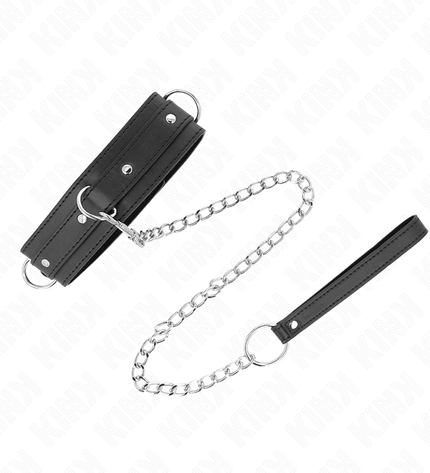 KINK - COLLIER AVEC LAISSE 65 CM 3 ANNEAUX MODÈLE 1 RÉGLABLE 38-49 CM X 5 CM by KINK COLLAR & GAG