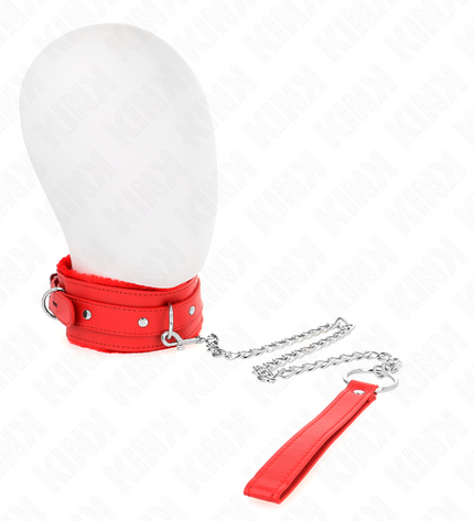 KINK - COLLIER AVEC LAISSE 65 CM AVEC RESTRICTIONS ROUGE 36-42 CM X 5,5 CM by KINK COLLAR & GAG