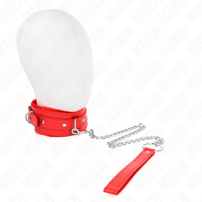 KINK - COLLIER AVEC LAISSE 65 CM AVEC RESTRICTIONS ROUGE 36-42 CM X 5,5 CM by KINK COLLAR & GAG