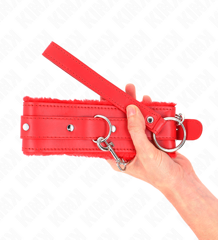 KINK - COLLIER AVEC LAISSE 65 CM AVEC RESTRICTIONS ROUGE 36-42 CM X 5,5 CM by KINK COLLAR & GAG