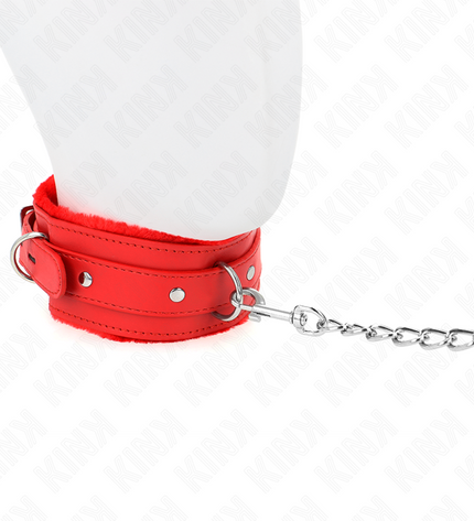 KINK - COLLIER AVEC LAISSE 65 CM AVEC RESTRICTIONS ROUGE 36-42 CM X 5,5 CM by KINK COLLAR & GAG
