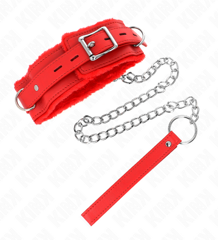 KINK - COLLIER AVEC LAISSE 65 CM AVEC RESTRICTIONS ROUGE 36-42 CM X 5,5 CM by KINK COLLAR & GAG