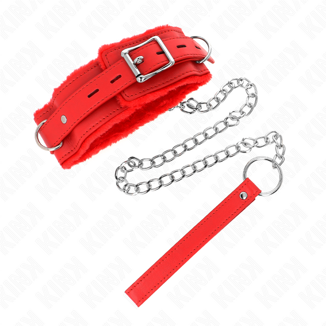 KINK - COLLIER AVEC LAISSE 65 CM AVEC RESTRICTIONS ROUGE 36-42 CM X 5,5 CM by KINK COLLAR & GAG