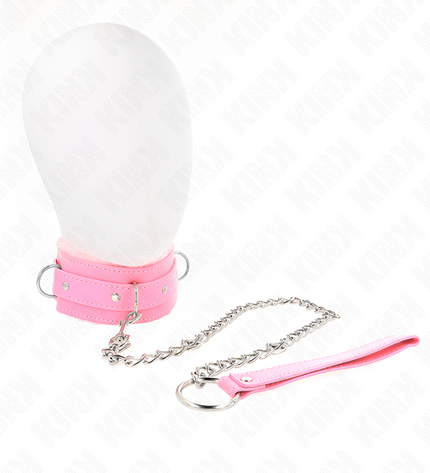 KINK - COLLIER AVEC LAISSE 65 CM AVEC RESTRICTIONS ROSE 36-42 CM X 5,5 CM by KINK COLLAR & GAG