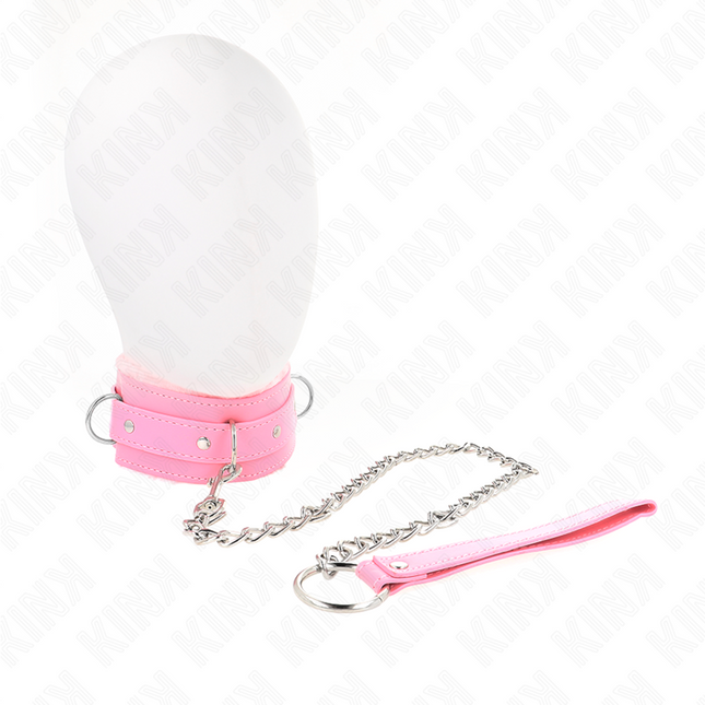 KINK - COLLIER AVEC LAISSE 65 CM AVEC RESTRICTIONS ROSE 36-42 CM X 5,5 CM by KINK COLLAR & GAG