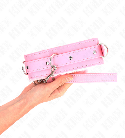 KINK - COLLIER AVEC LAISSE 65 CM AVEC RESTRICTIONS ROSE 36-42 CM X 5,5 CM by KINK COLLAR & GAG