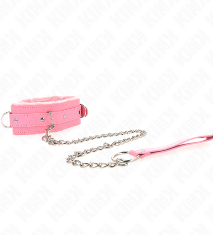 KINK - COLLIER AVEC LAISSE 65 CM AVEC RESTRICTIONS ROSE 36-42 CM X 5,5 CM by KINK COLLAR & GAG