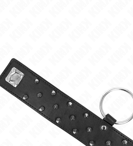 KINK - COLLIER AVEC LAISSE 65 CM AVEC CLOUS ARGENTÉS MODÈLE 5 RÉGLABLE 36-43 CM X 5 CM by KINK COLLAR & GAG
