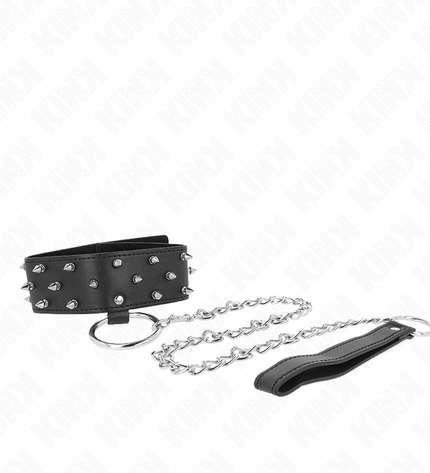 KINK - COLLIER AVEC LAISSE 65 CM AVEC CLOUS ARGENTÉS MODÈLE 5 RÉGLABLE 36-43 CM X 5 CM by KINK COLLAR & GAG