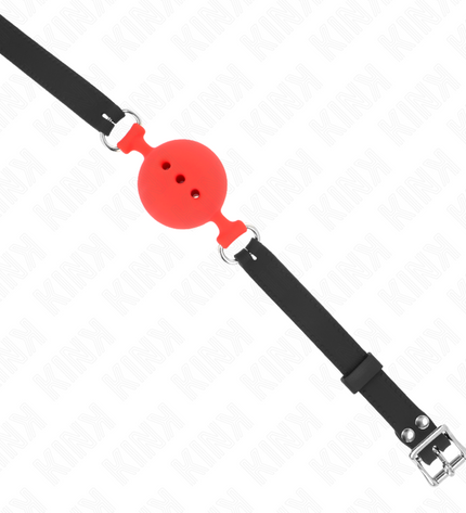 KINK - BÂILLON ENTIÈREMENT SILICONE 55 x 2 CM AVEC BOULE DE 5 CM TAILLE L ROUGE AJUSTABLE 35-51 CM by KINK COLLAR & GAG
