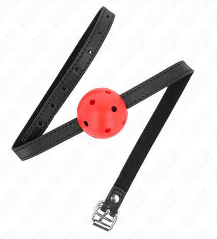 KINK - BÂILLON À BOULE SIMPLICITÉ ROUGE RESPIRANT 4,5 CM 62 x 1,5 CM by KINK COLLAR & GAG
