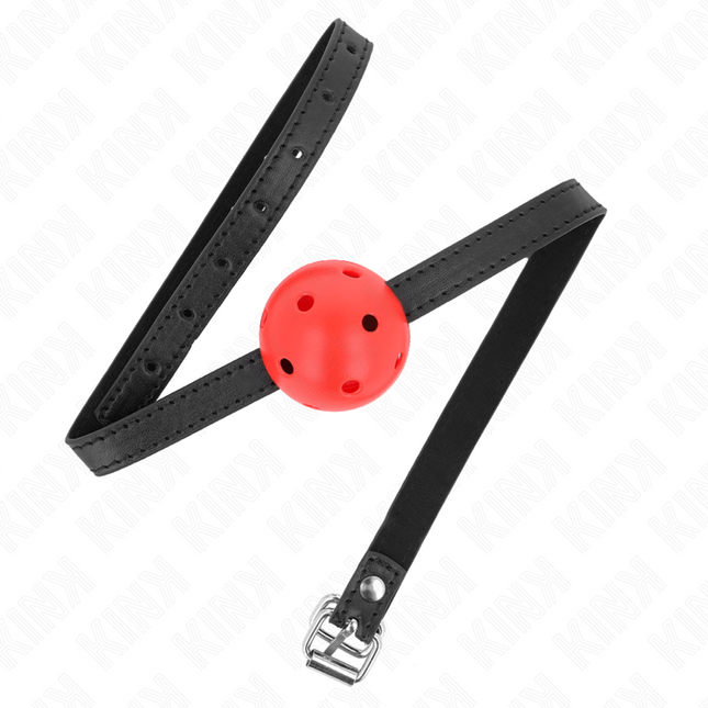 KINK - BÂILLON À BOULE SIMPLICITÉ ROUGE RESPIRANT 4,5 CM 62 x 1,5 CM by KINK COLLAR & GAG