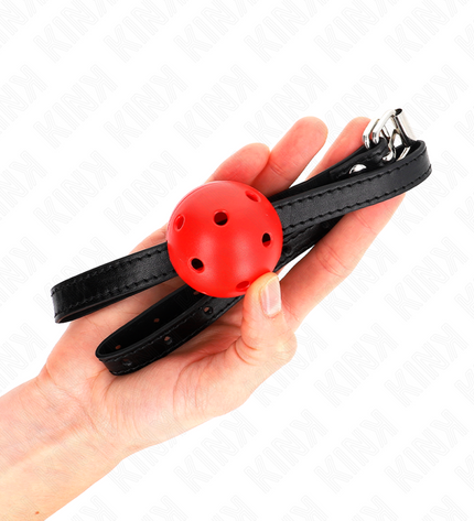 KINK - BÂILLON À BOULE SIMPLICITÉ ROUGE RESPIRANT 4,5 CM 62 x 1,5 CM by KINK COLLAR & GAG