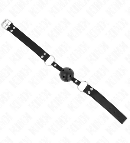 KINK - BÂTON RESPIRANT 4 CM AVEC DOUBLE RIVET MODÈLE 1 NOIR 62,5 x 2,5 CM RÉGLABLE 42-58 CM by KINK COLLAR & GAG