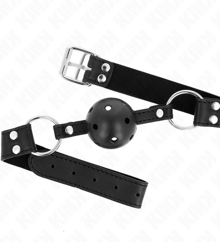 KINK - BÂTON RESPIRANT 4 CM AVEC DOUBLE RIVET MODÈLE 1 NOIR 62,5 x 2,5 CM RÉGLABLE 42-58 CM by KINK COLLAR & GAG