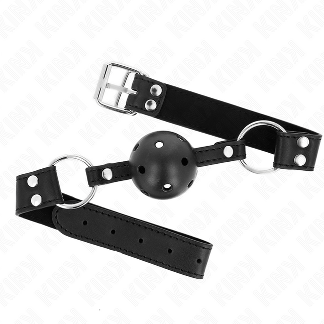 KINK - BÂTON RESPIRANT 4 CM AVEC DOUBLE RIVET MODÈLE 1 NOIR 62,5 x 2,5 CM RÉGLABLE 42-58 CM by KINK COLLAR & GAG