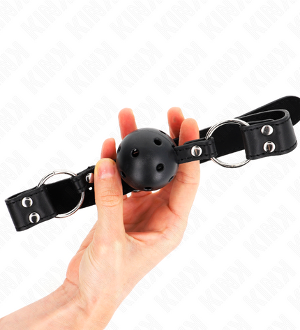 KINK - BÂTON RESPIRANT 4 CM AVEC DOUBLE RIVET MODÈLE 1 NOIR 62,5 x 2,5 CM RÉGLABLE 42-58 CM by KINK COLLAR & GAG