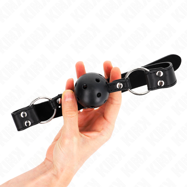 KINK - BÂTON RESPIRANT 4 CM AVEC DOUBLE RIVET MODÈLE 1 NOIR 62,5 x 2,5 CM RÉGLABLE 42-58 CM by KINK COLLAR & GAG