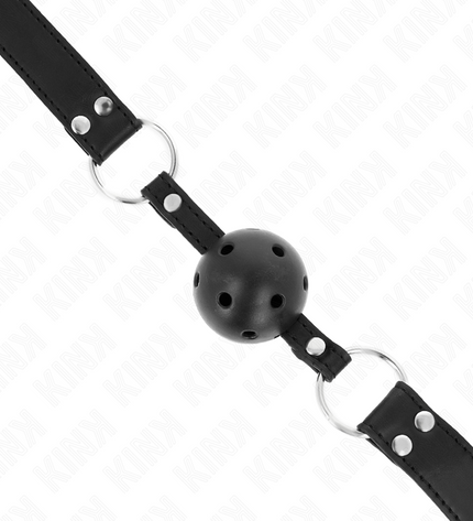 KINK - BÂTON RESPIRANT 4 CM AVEC DOUBLE RIVET MODÈLE 1 NOIR 62,5 x 2,5 CM RÉGLABLE 42-58 CM by KINK COLLAR & GAG