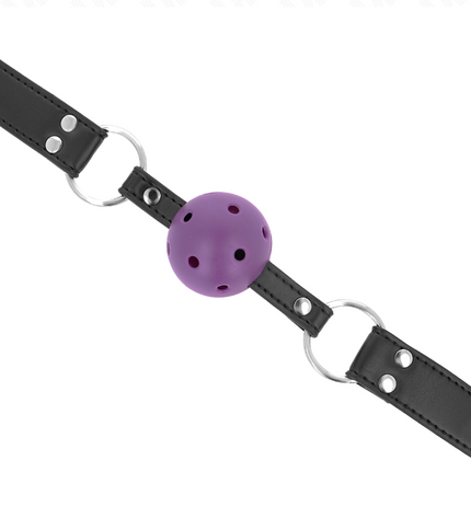 KINK - BALLE RESPIRANTE 4 CM BAG AVEC DOUBLE RIVET VIOLET 62,5 x 2,5 CM AJUSTABLE 42-58 CM by KINK COLLAR & GAG