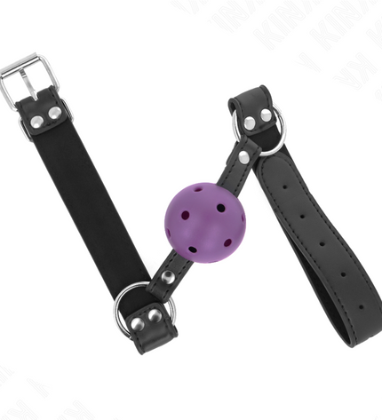KINK - BALLE RESPIRANTE 4 CM BAG AVEC DOUBLE RIVET VIOLET 62,5 x 2,5 CM AJUSTABLE 42-58 CM by KINK COLLAR & GAG