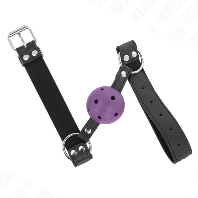KINK - BALLE RESPIRANTE 4 CM BAG AVEC DOUBLE RIVET VIOLET 62,5 x 2,5 CM AJUSTABLE 42-58 CM by KINK COLLAR & GAG