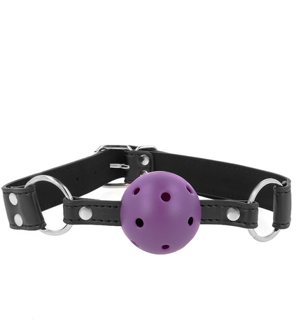 KINK - BALLE RESPIRANTE 4 CM BAG AVEC DOUBLE RIVET VIOLET 62,5 x 2,5 CM AJUSTABLE 42-58 CM by KINK COLLAR & GAG