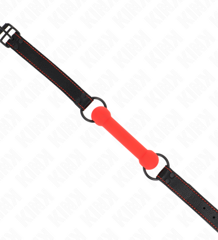 KINK - GAG EN OS AVEC SANGLE EN CUIRETTE ROUGE AJUSTABLE 41-57 CM by KINK COLLAR & GAG