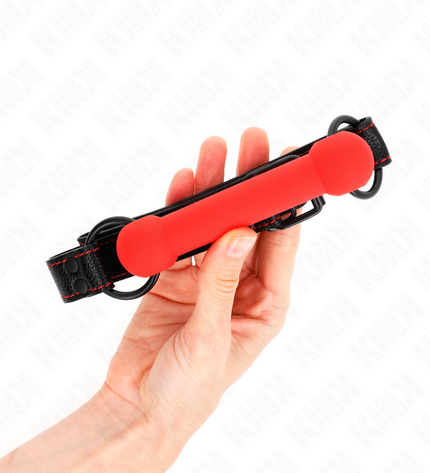 KINK - GAG EN OS AVEC SANGLE EN CUIRETTE ROUGE AJUSTABLE 41-57 CM by KINK COLLAR & GAG