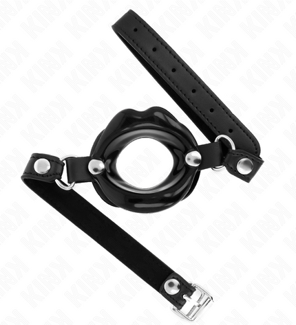 KINK - BÂTON LIP 8 CM AVEC SANGLE EN CUIR NOIR 63 x 2 CM AJUSTABLE 39-58 CM by KINK COLLAR & GAG