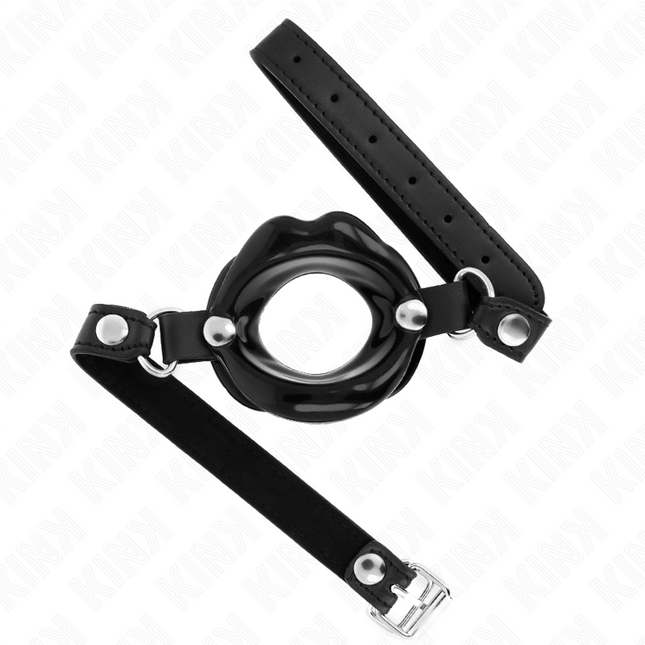 KINK - BÂTON LIP 8 CM AVEC SANGLE EN CUIR NOIR 63 x 2 CM AJUSTABLE 39-58 CM by KINK COLLAR & GAG