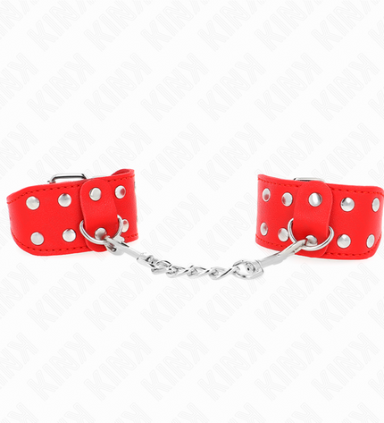 KINK - BRACELETS AVEC DOUBLE LIGNE DE CLOUS RÉGLABLES ROUGE by KINK WRIST RESTRAINT