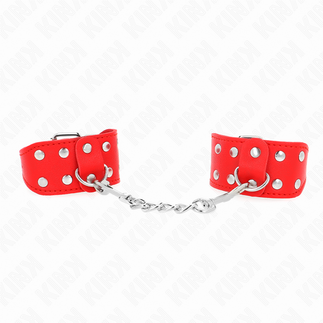KINK - BRACELETS AVEC DOUBLE LIGNE DE CLOUS RÉGLABLES ROUGE by KINK WRIST RESTRAINT