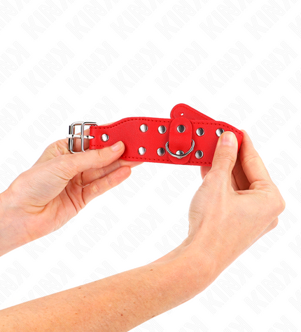 KINK - BRACELETS AVEC DOUBLE LIGNE DE CLOUS RÉGLABLES ROUGE by KINK WRIST RESTRAINT