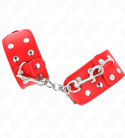 KINK - BRACELETS AVEC DOUBLE LIGNE DE CLOUS RÉGLABLES ROUGE by KINK WRIST RESTRAINT