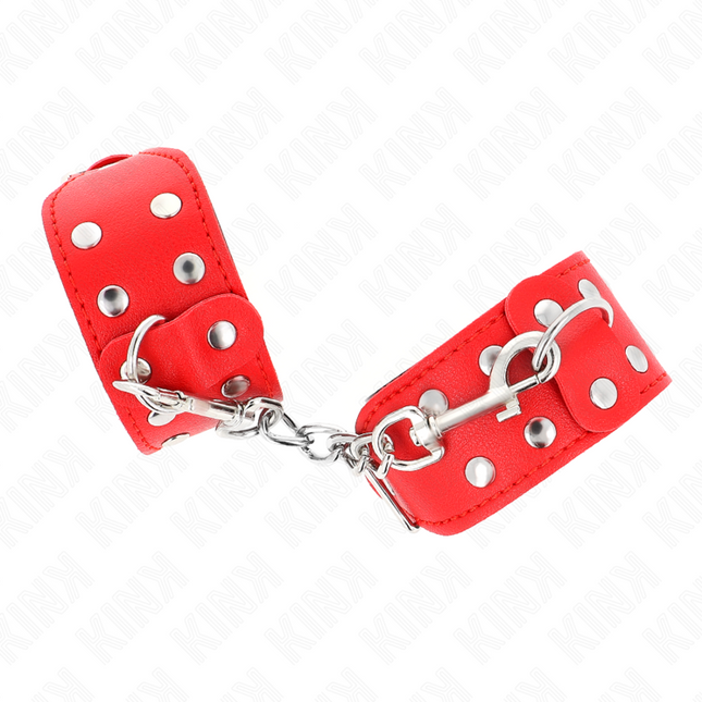 KINK - BRACELETS AVEC DOUBLE LIGNE DE CLOUS RÉGLABLES ROUGE by KINK WRIST RESTRAINT