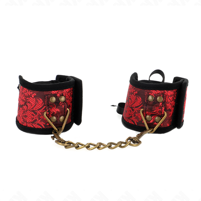KINK - ATTACHE-POIGNETS SCANDAL DÉTAILS DENTELLE ROUGE-NOIR 24,5 CM X 6,5 CM by KINK WRIST RESTRAINT