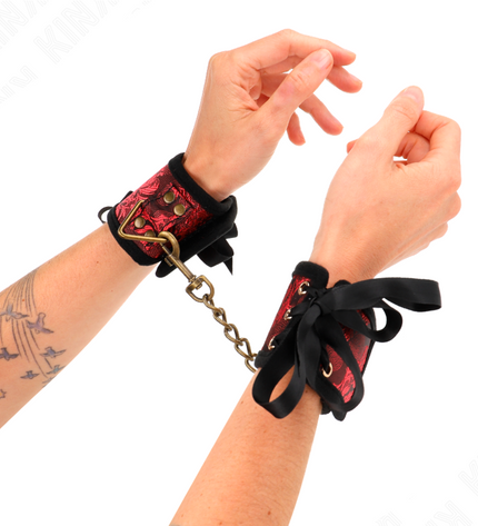 KINK - ATTACHE-POIGNETS SCANDAL DÉTAILS DENTELLE ROUGE-NOIR 24,5 CM X 6,5 CM by KINK WRIST RESTRAINT