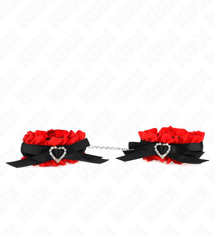 KINK - ATTENTES-POIGNETS ÉLASTIQUES EN DENTELLE DÉTAILS COEUR ROUGE RÉGLABLES 22-35 CM by KINK WRIST RESTRAINT