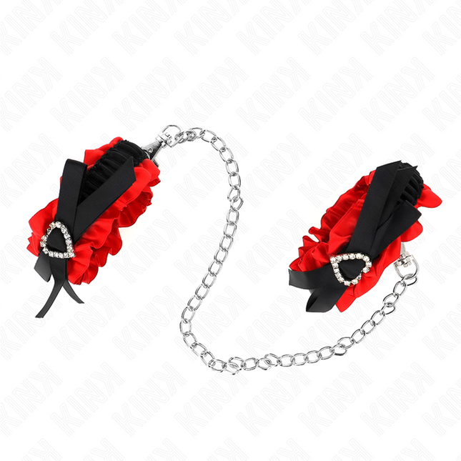 KINK - ATTENTES-POIGNETS ÉLASTIQUES EN DENTELLE DÉTAILS COEUR ROUGE RÉGLABLES 22-35 CM by KINK WRIST RESTRAINT