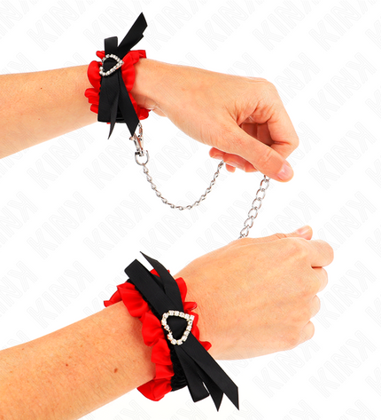 KINK - ATTENTES-POIGNETS ÉLASTIQUES EN DENTELLE DÉTAILS COEUR ROUGE RÉGLABLES 22-35 CM by KINK WRIST RESTRAINT