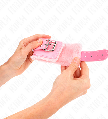 KINK - APPUI-POIGNETS DOUBLÉS DE FOURRURE ROSE AVEC CEINTURE ROSE RÉGLABLE 17-29 CM X 6 CM by KINK WRIST RESTRAINT