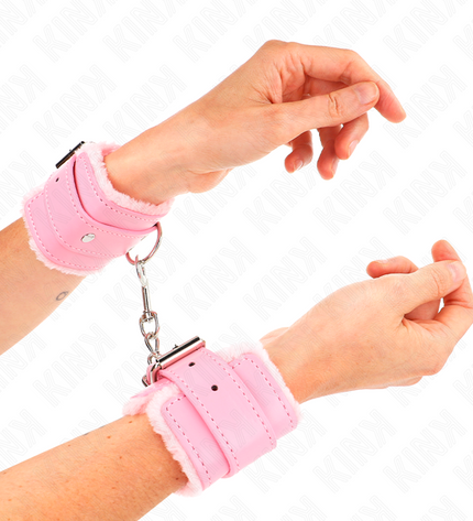 KINK - APPUI-POIGNETS DOUBLÉS DE FOURRURE ROSE AVEC CEINTURE ROSE RÉGLABLE 17-29 CM X 6 CM by KINK WRIST RESTRAINT