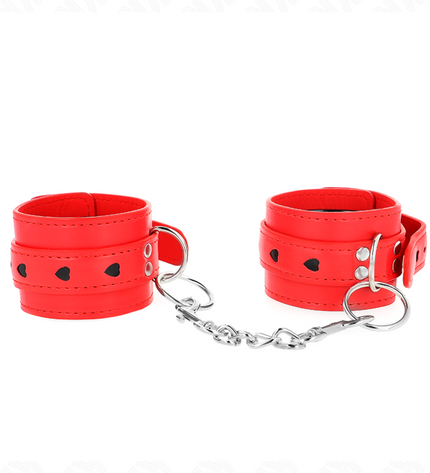 KINK - APPAREILS-POIGNETS ROUGES AVEC INCRUSTATION COEUR NOIR RÉGLABLE 21-28 CM X 5,5 CM by KINK WRIST RESTRAINT