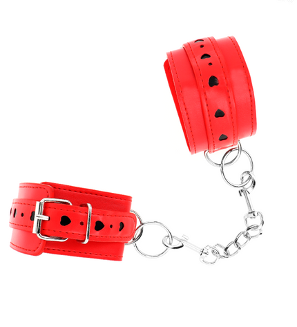KINK - APPAREILS-POIGNETS ROUGES AVEC INCRUSTATION COEUR NOIR RÉGLABLE 21-28 CM X 5,5 CM by KINK WRIST RESTRAINT